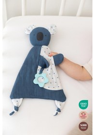 Resim Diş Kaşıyıcılı %100 Pamuk Müslin Uyku Arkadaşı İndigo 