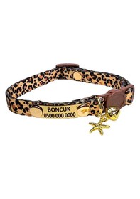 Resim Sabit Künyeli İsimli Kedi Tasması, Güvenlik Kilitli Kedi Tasması, İsimli Kedi Tasması Zımbalı Model 