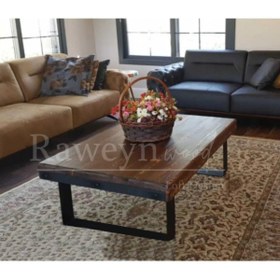 Resim deryawood Raweyn Masif Ahşap Dogal Ağaç Orta Sehpa Ceviz 140*85*45 Cm 