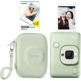 Resim Fujifilm Instax Mini LiPlay Hybrid Matcha Green Fotoğraf Makinesi 20'li Film Çantalı Set 