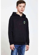 Resim Computer Skull Baskılı Unisex Çocuk Kapüşonlu Siyah Sweatshirt (528845457) 