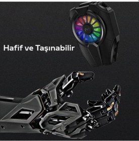 Resim Coofbe RGB Led Işıklı Type C Kablolu Telefon Soğutma Fanı, 6000 D 