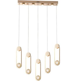 Resim Beckett 5'li Sıralı Kristal Top Başlıklı Gold Sarkıt Led Avize Gold 