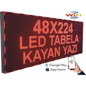 Resim Led Tabela 48x224cm Çift Taraflı Kırmızı Kayan Yazı-wifi 