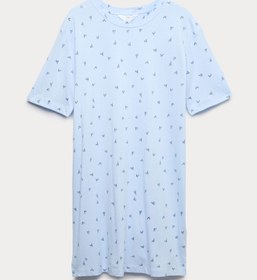 Resim Cool Comfort Pamuk Modal Gecelik - Mavi Mix / XS 