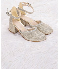 Resim Kiko Kids 771 Çupra Taşlı Kız Çocuk 5 Cm Topuklu Sandalet Ayakkabı Altın 001 