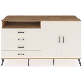 Resim Hyperion Konsol 3 Raflı 4 Çekmeceli 2 Kapaklı 176x44x99 Çam-aytaş Çam-aytaşı 