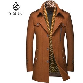 Resim Sımıcg Erkek Eşarp Yakalı Sıcak Tutan Kaban Turuncu 