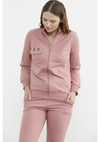 Resim Fermuarlı Jogger Eşofman Takım - Gül Kurusu 001 