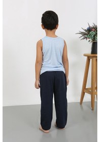 Resim Akbeniz Erkek Çocuk Sıfır Kol Penye Pijama Takım Mavi 20439 
