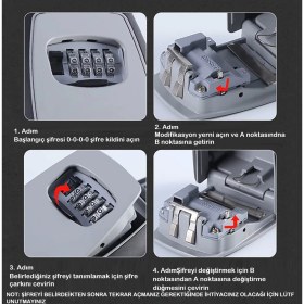 Resim Umutech Umotech Ev ve Airbnb Için Şifreli Anahtar Saklama Kutusu Duvar Monteli Su Geçirmez Şifreli Anahtar Kasası 