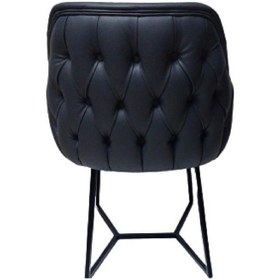 Resim Tekli Bekleme Koltuğu Metal Ayaklı Kapitone Desenli Antrasit Renk 