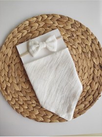 Resim Bebek Fiyonk Bandana Ve Salya&mama Önlüğü Seti Beyaz 