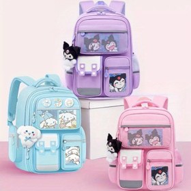 Resim Sanrio Sırt Çantası, Çoklu Cep ile Sanrio Sırt Çantası - for Kuromi Anime Sırt Çantası Seti için, for Kuromi Teması ile Ayarlanabilir Omuz Askıları, Çoklu Tissue Bölümleri, Ödül ve Motivasyon Malzemeleri için Mükemmel Hediye, Tatiller, Seyahat 