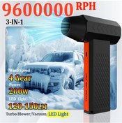 Resim Tongdashop Turuncu Siyah 200w 10000mah 4 Hız Taşınabilir Turbo Jet Üfleyici Kar Yaprak Üfleyici Işıklı 
