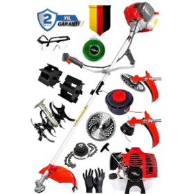 Resim Lieber German LTC9900 Yan Tipi Benzinli 2x Çapalı Ot Çalı Çim Biçme Tırpan Makinesi 