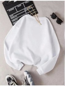 Resim Unisex Üç İplik Biskilet Yaka Sweatshirt - Beyaz Beyaz 