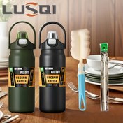 Resim Çift içecek kapasiteli taşınabilir termos matara 40.5/54 ons, açık hava bisiklet sürmek, yürüyüş yapmak, ofis veya ev için uygun - dayanıklı 