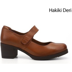 Resim Gönderi R Taba Antik Kalın Topuklu Mary Jane Hakiki Deri Ayakkabı Taba 
