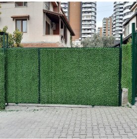 Resim Çim Çit - Çimli Tel - Suni Çim Çit - 4.8cm Gözenek 