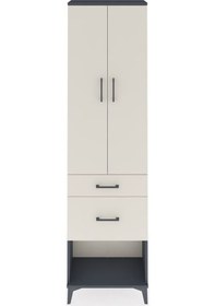 Resim Arges Dolap 3 Raflı 2 Çekmeceli 2 Kapaklı 60x30x221 Antrasit-... Antrasit 