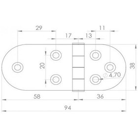 Resim Paslanmaz Krom Menteşe. 38X94Mm. 304 Paslanmaz Krom 