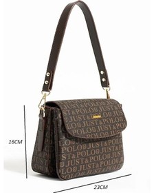Resim Just Polo Kadın Baskılı Ayarlanabilir Askılı Şık Ve Lüks El & Omuz Çantası Shoulder Bag Kahverengi 