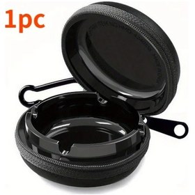 Resim Chuangyinshop 2024 Black And Red Kompakt Taşınabilir Araç Küllüğü 1pc Kapaklı Mini Yuvarlak Seyahat Küllüğü 4 Renk Seçeneği 