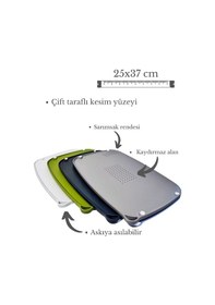 Resim Kaymaz Ayaklı Çift Taraflı Renkli Plastik Kesme Ve Doğrama Tahtası - Kaydırmaz Taban, Sarımsak Ezme Alanlı Diğer 