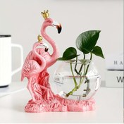 Resim Evde Rahatlama, Şık Pembe Flamingo Reçine Heykeli ve Cam Hidroponik Vazo - Oturma Odası Masa için Nordik Tarzı Mini Bitki Tutucu, Romantik Ev Dekor Hediyesi 
