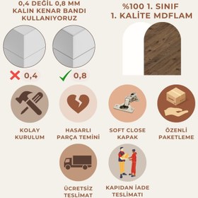 Resim Aynalı Banyo Dolabı - Atlantic - Beyaz / 60 cm 