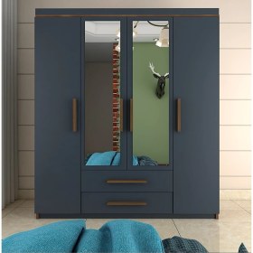 Resim Metalia Nisa Delüx 4 Kapaklı 2 Çekmeceli Aynalı Ceviz Gardırop – Suntalam, Şık ve Fonksiyonel Depolama Çözümü 