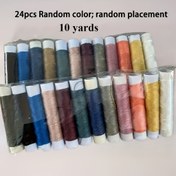 Resim 24 adet Çeşit Renkli Dikiş İpi - 10-Yard Rastgele Renk Koleksiyonu Ev Giyim Onarımı ve El Sanatları için, Dayanıklı Polyester, El Dikiş ve Nakış için İdeal, Nakış İpi, Canlı İpler, Yüksek Kaliteli İpler 