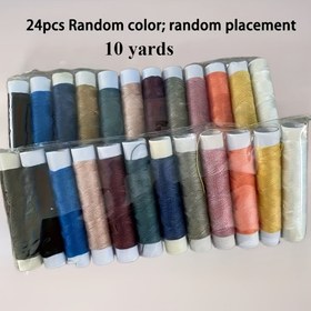 Resim 24 adet Çeşit Renkli Dikiş İpi - 10-Yard Rastgele Renk Koleksiyonu Ev Giyim Onarımı ve El Sanatları için, Dayanıklı Polyester, El Dikiş ve Nakış için İdeal, Nakış İpi, Canlı İpler, Yüksek Kaliteli İpler 