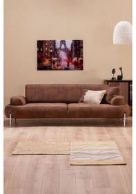 Resim Modalife Cross Üçlü Kanepe Yataklı Kahve 