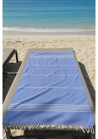 Resim Mika %100 Pamuk Peştemal Havlu 100x180 Cm Plaj Havlusu, Hamam Peştemali, Hızlı Kuruyan Hafif Banyo Havlusu Mavi 