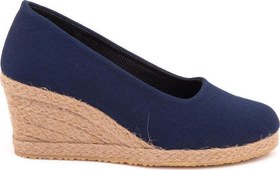 Resim Star Tombis Gerçek Elişi Lacivert Keten Espadril Dolgu Topuk Handmade 