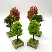 Resim 2 adet mini avlu simülasyon çiçek ağacı peyzaj süsleri, mikro manzara kum masa modeli çekim malzemeleri manzara ağacı masaüstü süsleri, araba merkez konsolu süsleri 