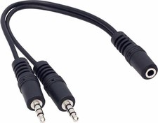 Resim 3.5 MM STEREO DİŞİ / 2X3.5 MM STEREO ERKEK 20 CM Y KABLO Powermaster