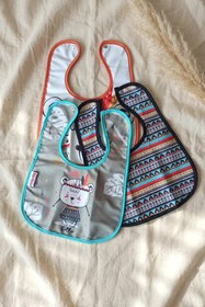 Resim DYZSTAR Bebek Mama Önlüğü 3 lü Set - Boho Tribal Serisi Su Geçirmez Sıvı İtici Kumaş Leke Tutmaz Çıtçıtlı Ay 