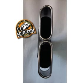 Resim Egzozcum Yassı Kare Çiftli Krom, Ucu Eğimli Egzoz Eksoz Ucu 1 Adet 