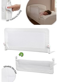 Resim Wellgro Premium 150x65 Cm Deri Kılıflı Yatak Bariyeri, Katlanır Yatak Korkuluğu, Beyaz 