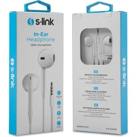 Resim S-link SL-KU170 Kulak İçi Beyaz Mikrofonlu Kulaklık 