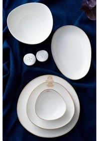Resim Acar April 6 Kişilik 29 Parça Porselen Yemek Takımı Beyaz - Gold 