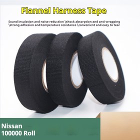 Resim 1000m Siyah Flanel Kemer Bandı - Gürültü Azaltma, Şok Emme, Sarılma Önleyici, Güçlü Yapışkanlık ve Sıcaklığa Dayanıklı Otomotiv Kablolama ve Elastik Kordonlar için 