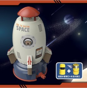 Resim Suofeng Çocuklar İçin Uzay Roketi Sprey Oyuncak - Dışarıda Suyla Oynama, Rotatif Uçuş, Basınçlı Su Püskürtme Fonksiyonu 