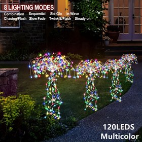 Resim 8 Aydınlatma Modlu Güneş Enerjili Havai Fişek Lambası, Bahçe ve Kamp Dekorasyonu için LED Işıklar, Paskalya, Cadılar Bayramı, Noel ve Radan İçin | Nikel Pil ile Güneş Enerjili Dış Mekan Süsü | Dayanıklı Açık Hava Lambası 