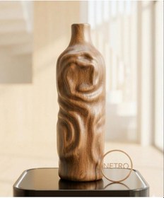 Resim Dalgalı Dekoratif Vazo Seramik Şık Vazo El Ypımı Özel Seri 35 Cm Kahverengi 