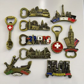 Resim 1 adet Metal 3D Buzdolabı Mıknatısları, Londra İsviçre San Francisco Venedik Belçika Paris Roma, Şişe Açacağı Fonksiyonlu Buzdolabı Mıknatısları, Mükemmel Seyahat Hediyesi, Mükemmel Oda Dekoru 