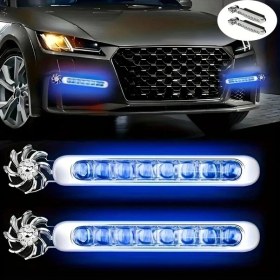 Resim Trendooze 2 Adet Rüzgar Tahrikli Led Fan Lamba Mavi Otomotiv Işık Dekoratif 